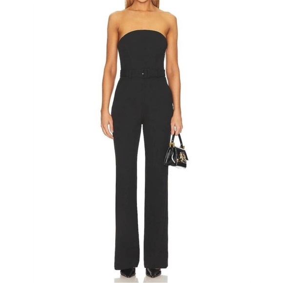 A.L.C. Kate Jumpsuit in Black Strapless Belted - Picture 3 of 13